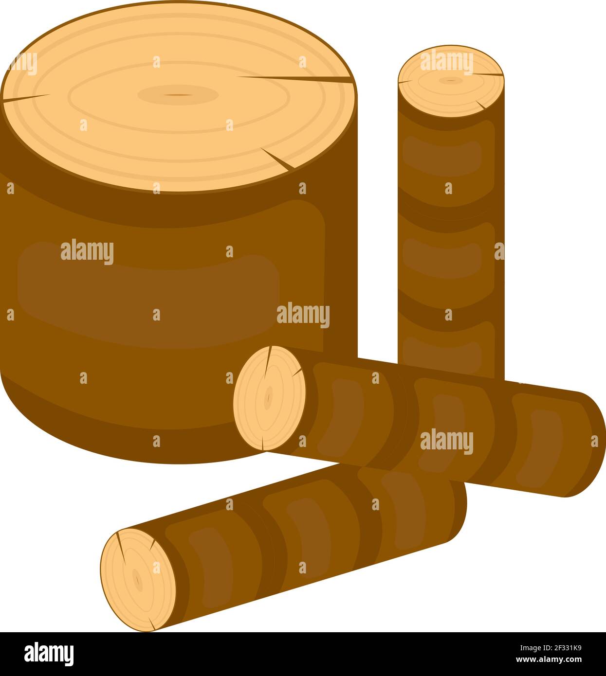 Gehacktes Holz, Abbildung, Vektor auf weißem Hintergrund. Stock Vektor