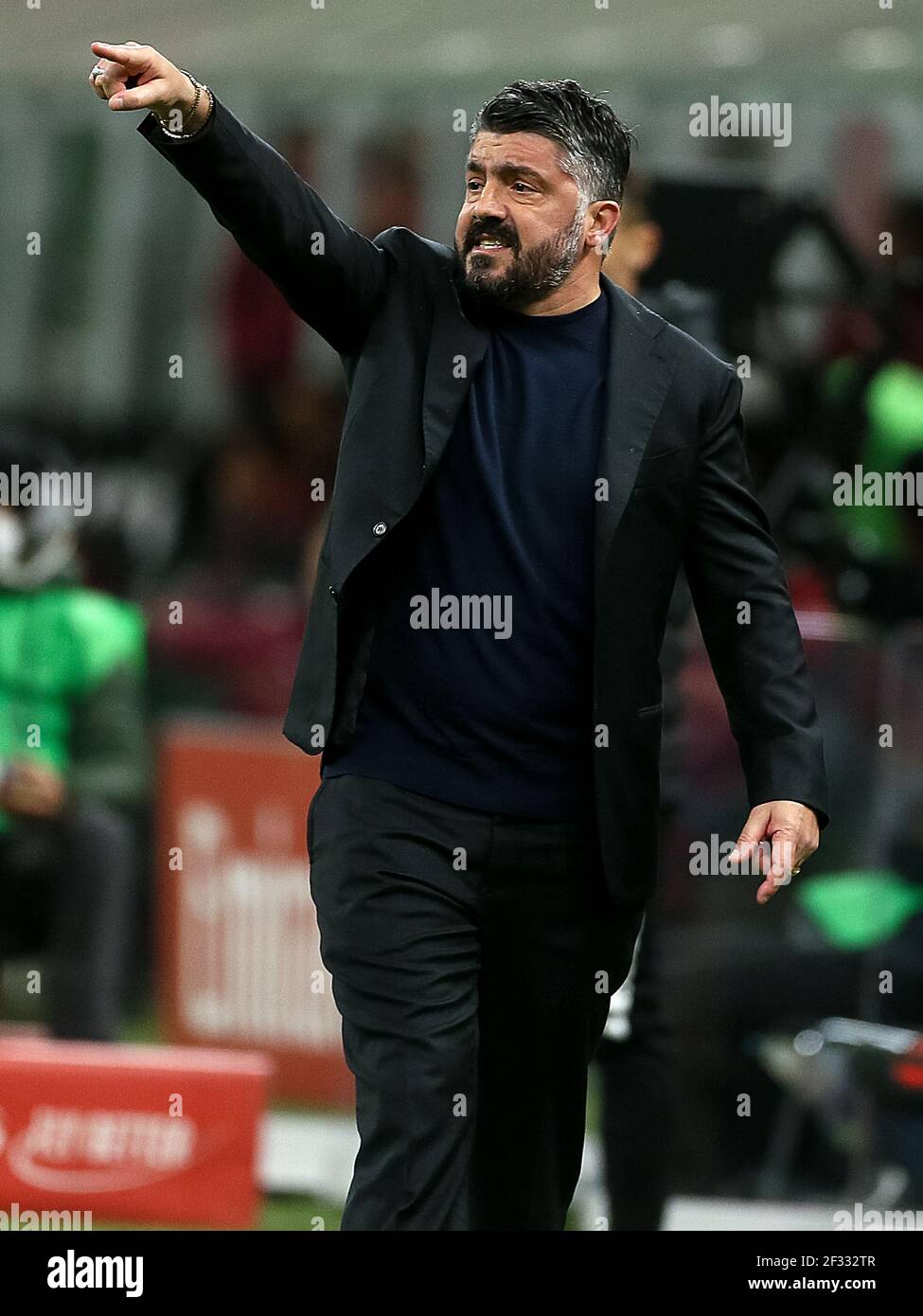 MAILAND, ITALIEN - MÄRZ 14: Trainer Gennaro Gattuso von Neapel während der Serie EIN Spiel zwischen AC Mailand und Neapel im Stadio Giuseppe Meazza am 14. März 2 Stockfoto