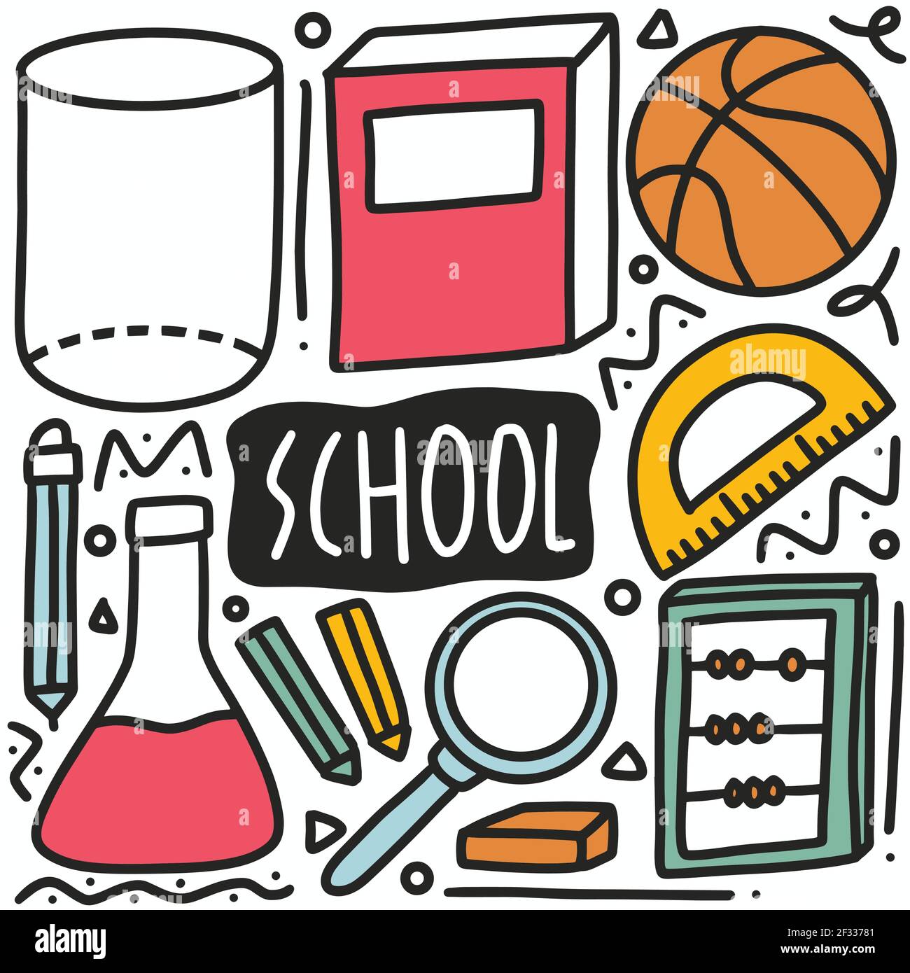 Handgezeichnetes Schule-Doodle-Set Stock Vektor Handgezeichnetes Schule-Doodle-Set Stock Vektor