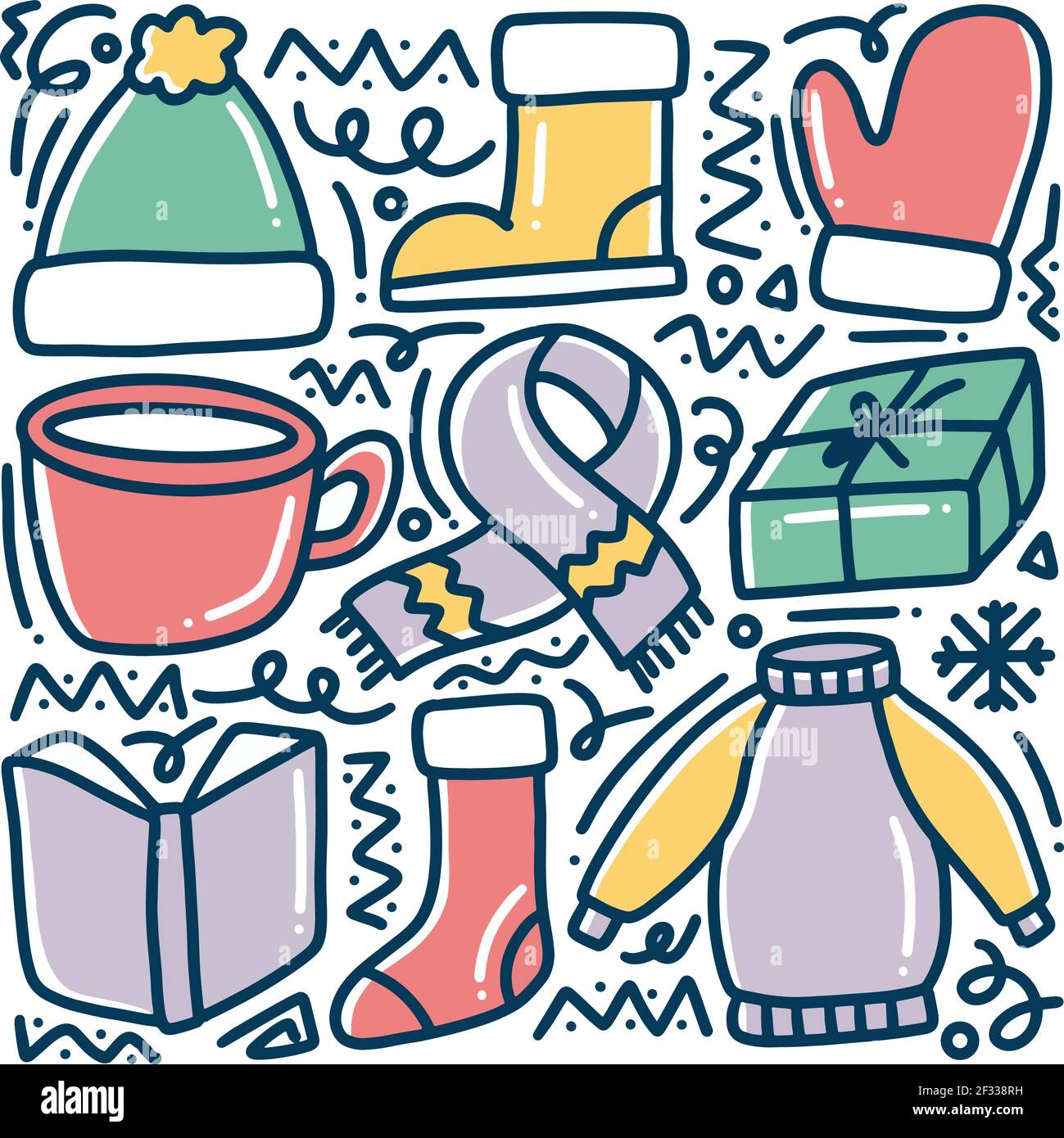 Handgezeichnete Winterkollektion Doodle Stock Vektor