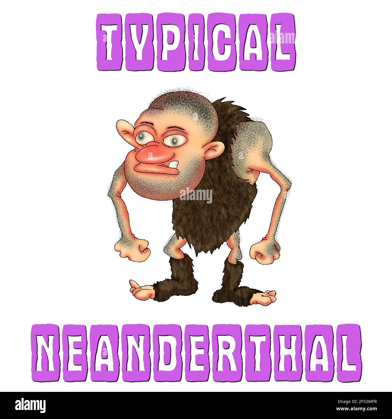 Typischer neandertaler. Cartoon lustige Figur für Druck und Aufkleber.. Stockfoto