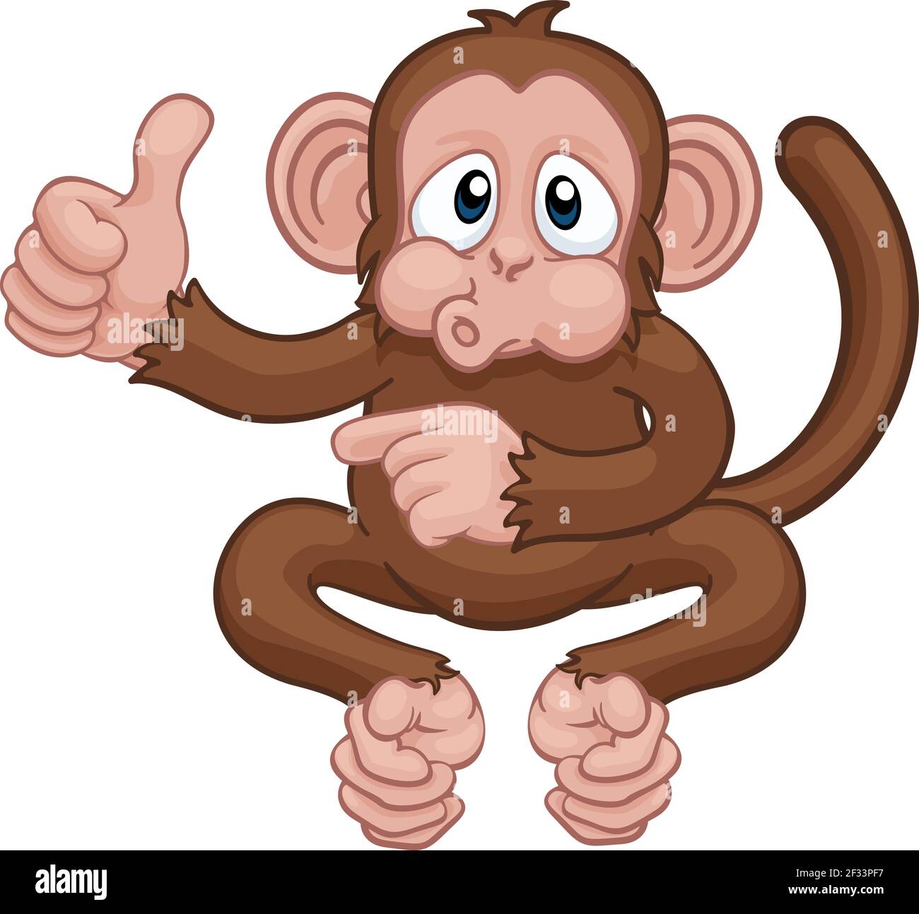 Affe Cartoon Animal Thumbs Up and Pointing Stock Vektor