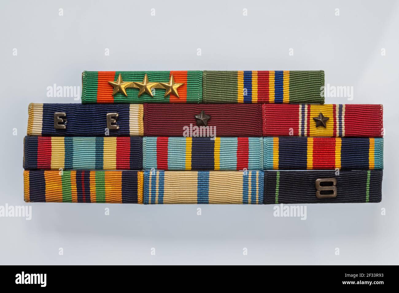 Ein Band von US-Militärmedaillen Stockfoto