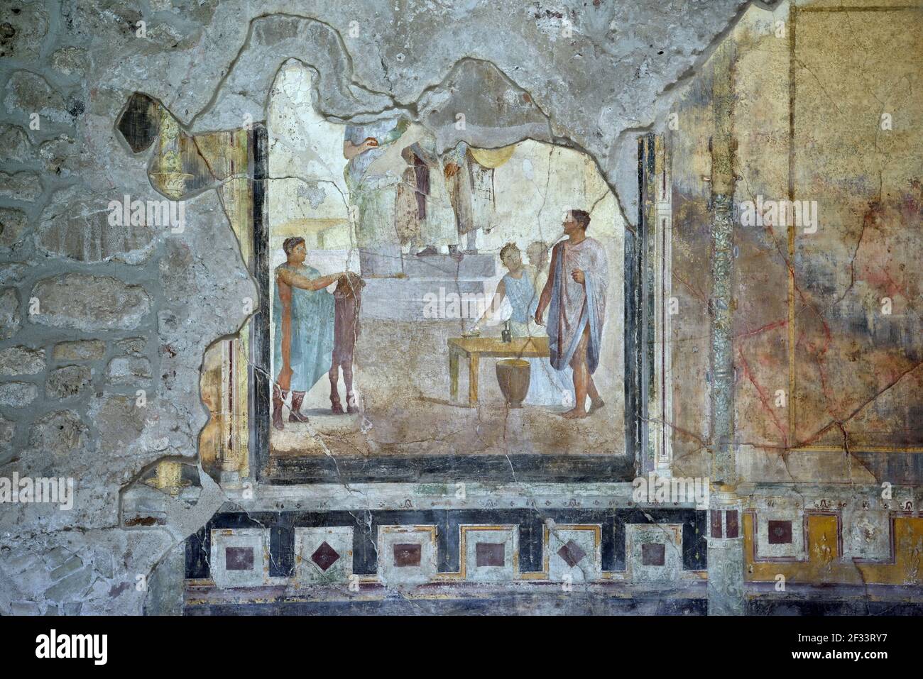 Geographie / Reisen, Italien, Wandmalerei in einem bürgerlichen Auditorium in der antiken Stadt Pompeji am Fuße des, Additional-Rights-Clearance-Info-not-available Stockfoto