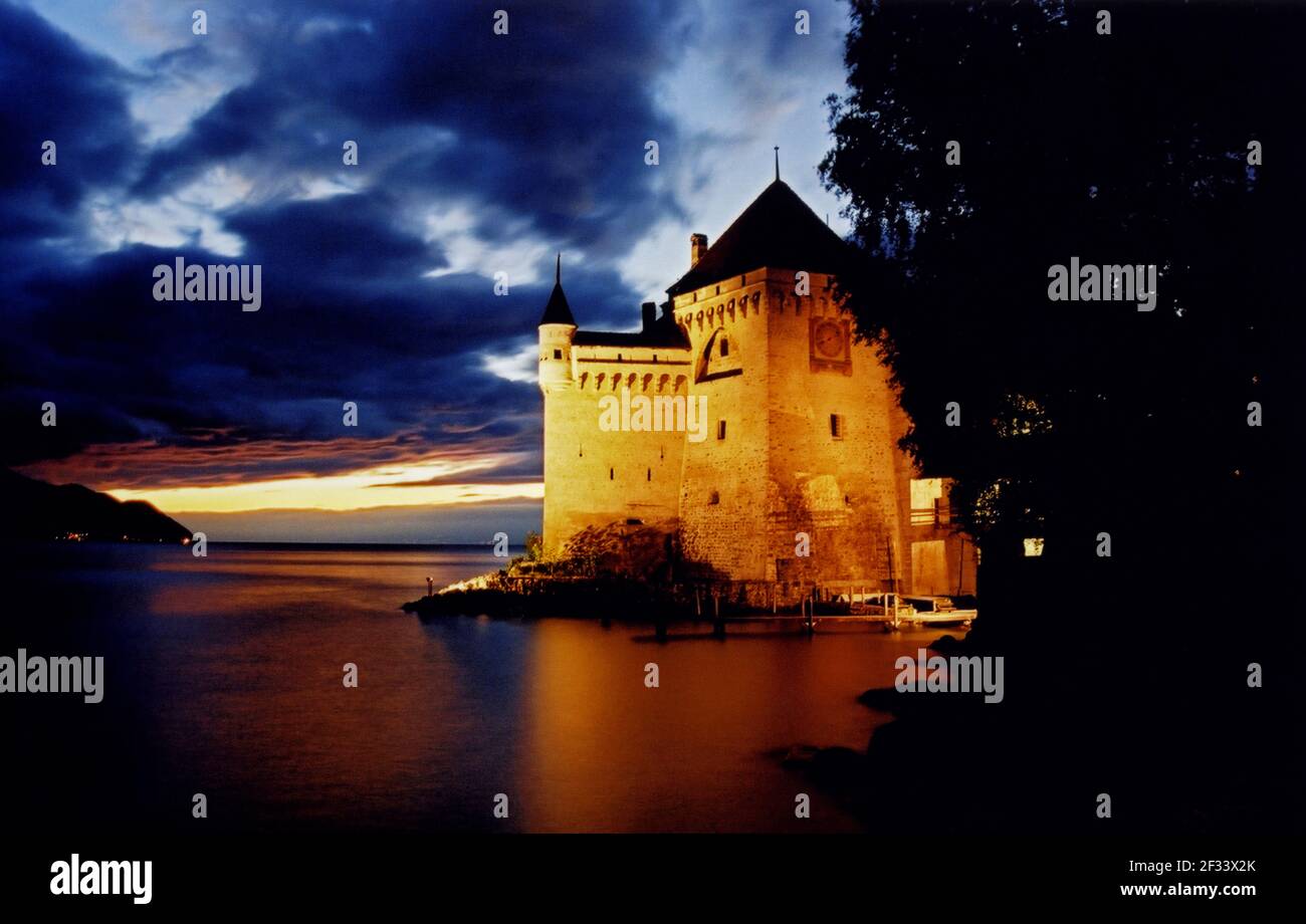 Schloss Chillon ein Inselschloss am Genfer See, Schweiz Stockfoto