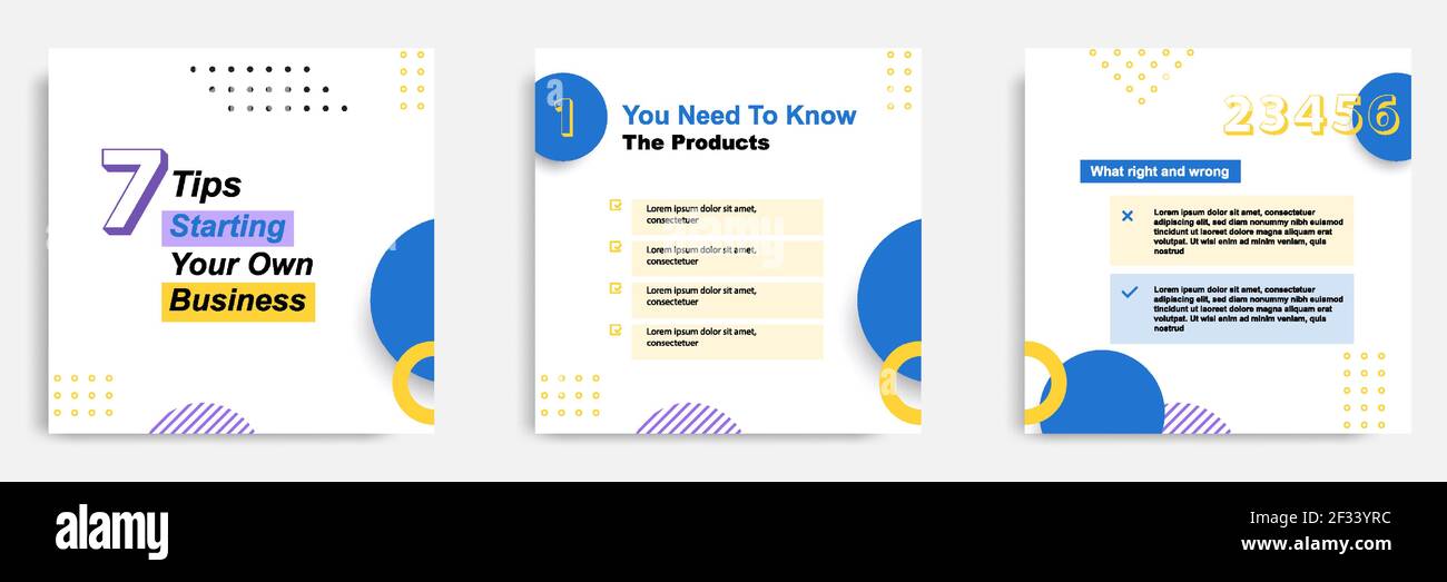 Social Media Tutorial, Tipps, Trick, Wussten Sie Post Banner Layout Vorlage mit geometrischen Hintergrund und memphis Muster Design-Element Stock Vektor