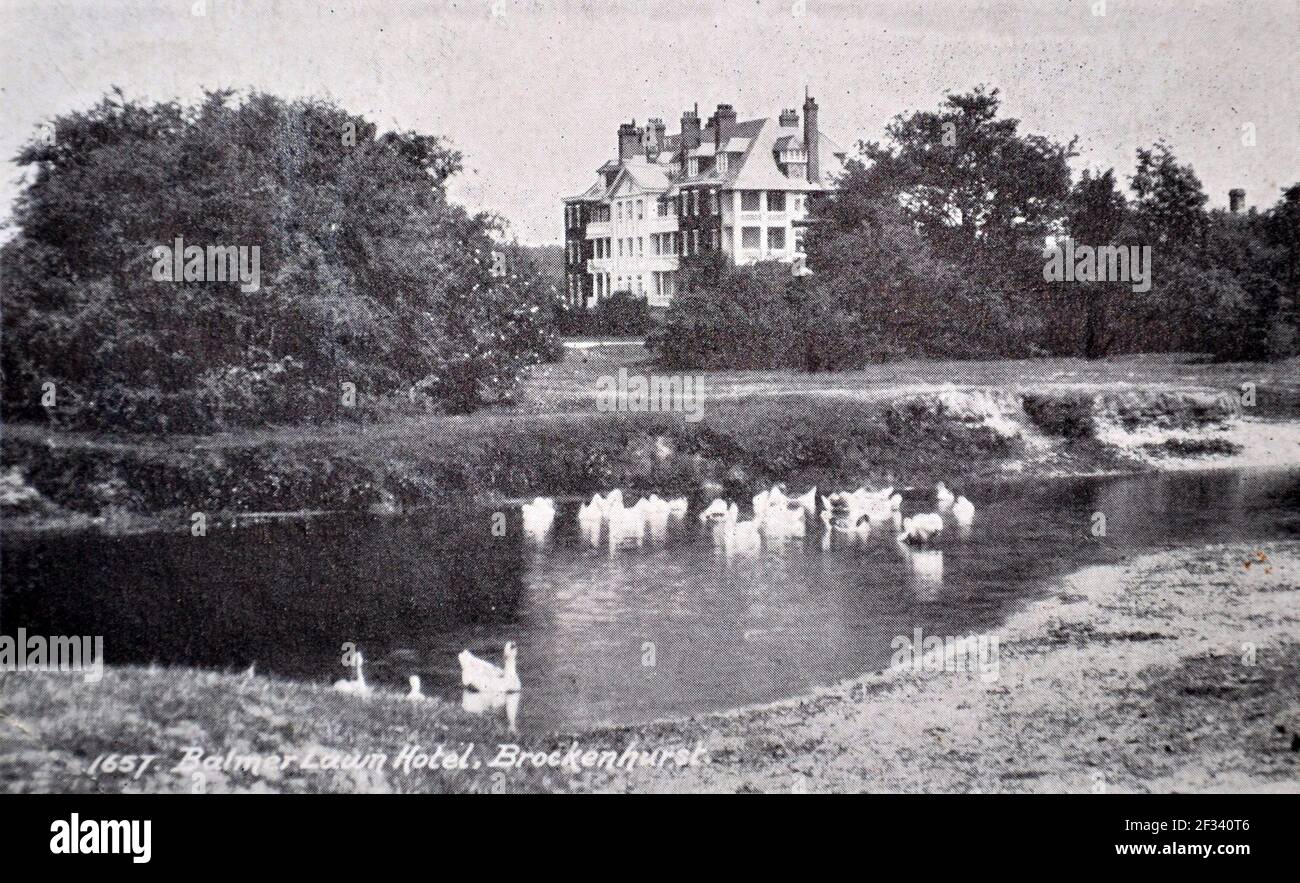 Balmer Lawn Hotel, Brockenhurst, New Forest, Hampshire, England, Vereinigtes Königreich. Antike Postkarte. Herausgeber: Unbekannt. Stockfoto