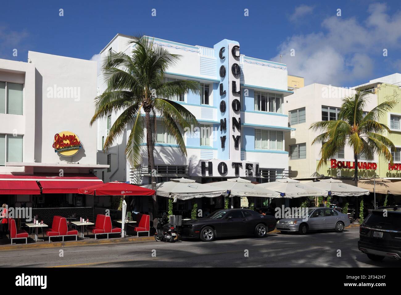 Geographie / Reisen, USA, Florida, Miami Beach, Colony Hotel im Natur Deco District, Ocean Drive, , zusätzliche-Rights-Clearance-Info-not-available Stockfoto