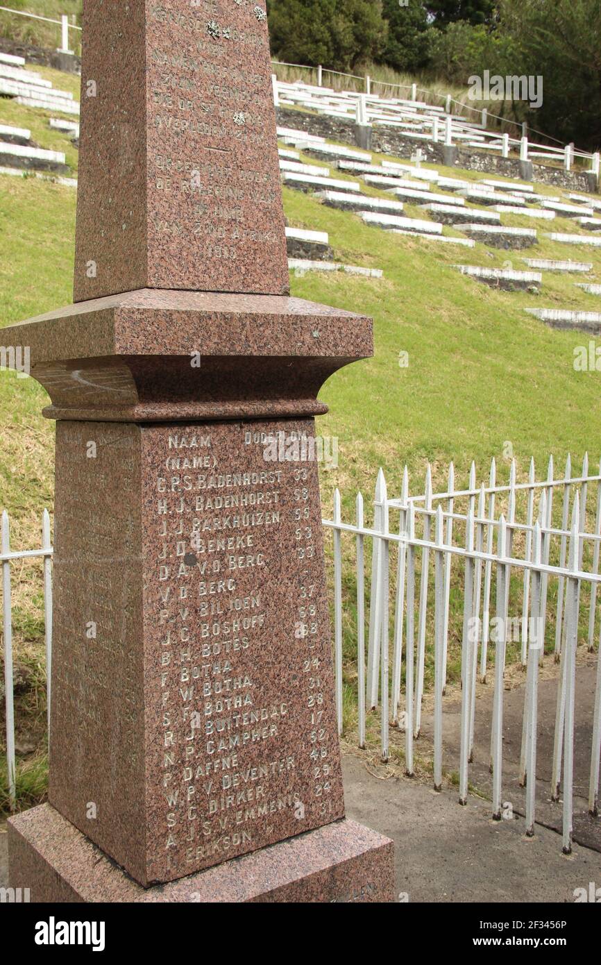 Der Burfriedhof auf St. Helena, der Rastplatz für viele Burenhäftlinge, die zwischen 1900 und 02 auf der Insel festgehalten wurden. Stockfoto