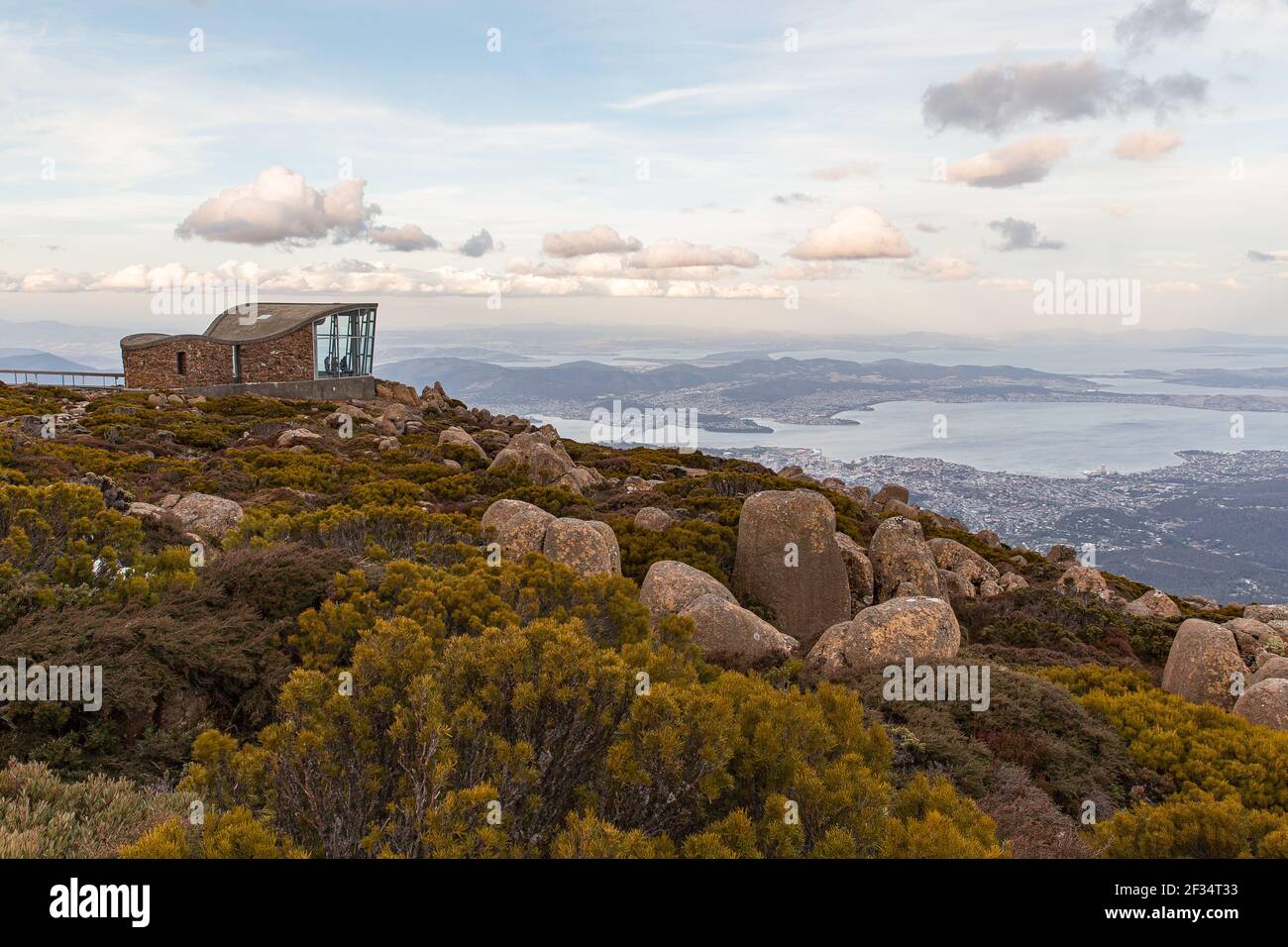 Kunanyi Mount Wellington Blick über Hobart, Tasmanien, Australien Stockfoto