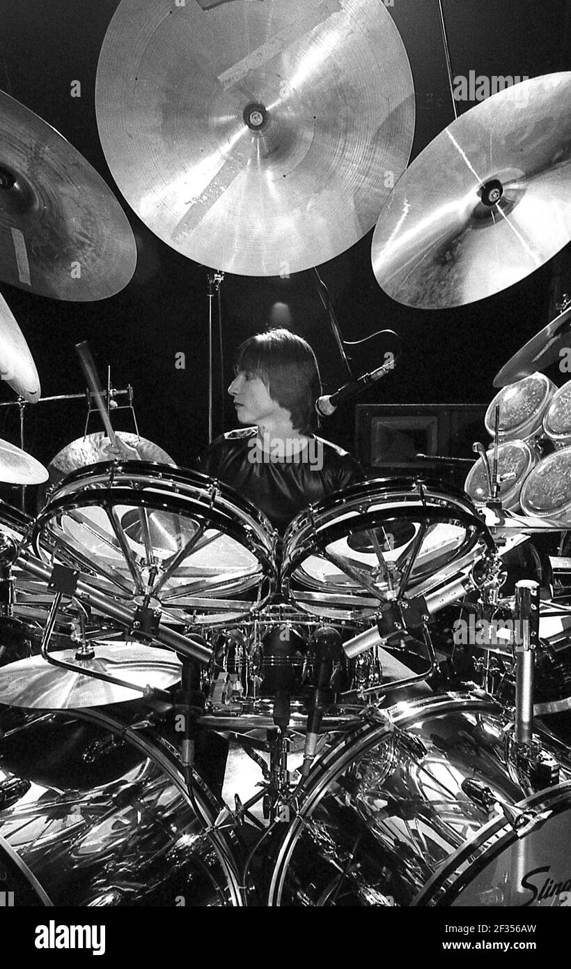 Britische Progressive Rock Band UK. 'Danger Money Tour' Live-Gig in London 1979 Stockfoto