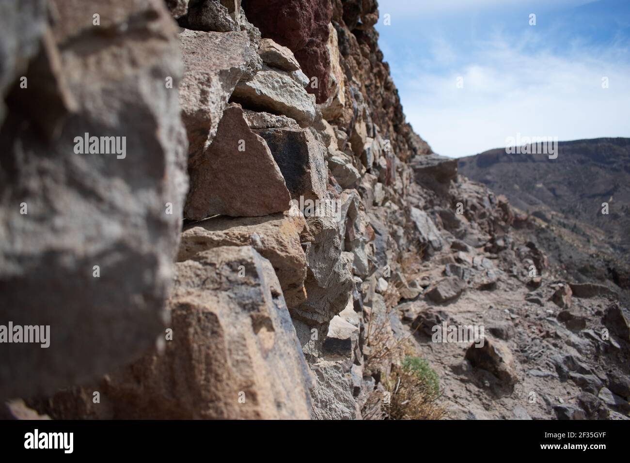 Detaillierte strukturierte Steine vom Berg Stockfoto