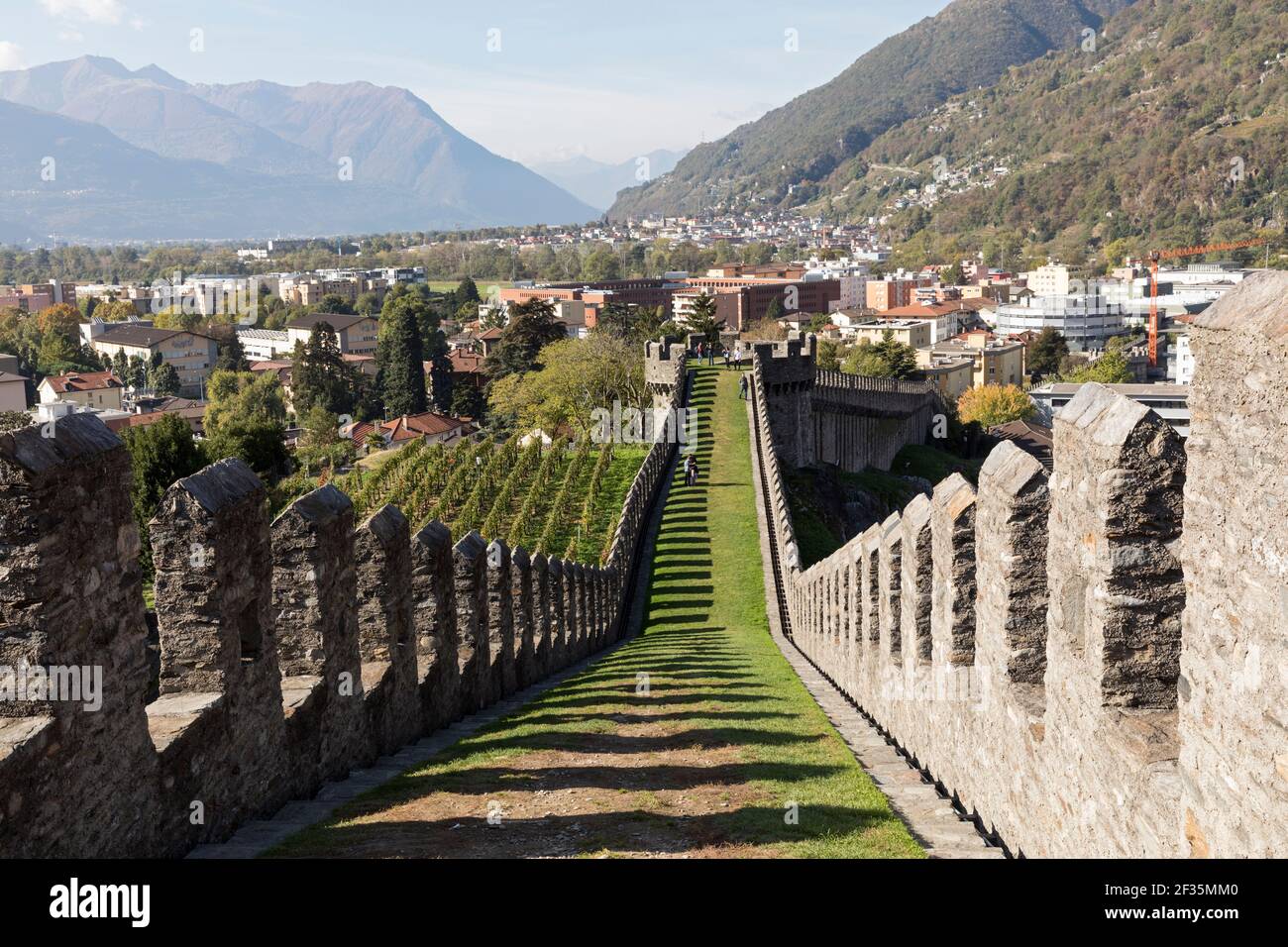 Schweiz,Tessin,Bellinzona, Schloss Castelgrande, Stockfoto