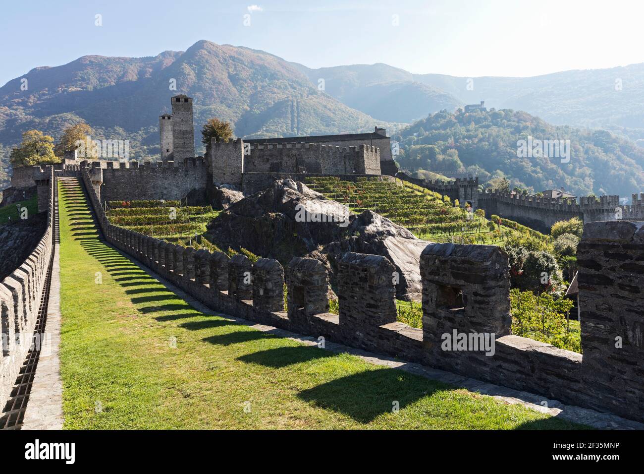 Schweiz,Tessin,Bellinzona, Schloss Castelgrande, Stockfoto