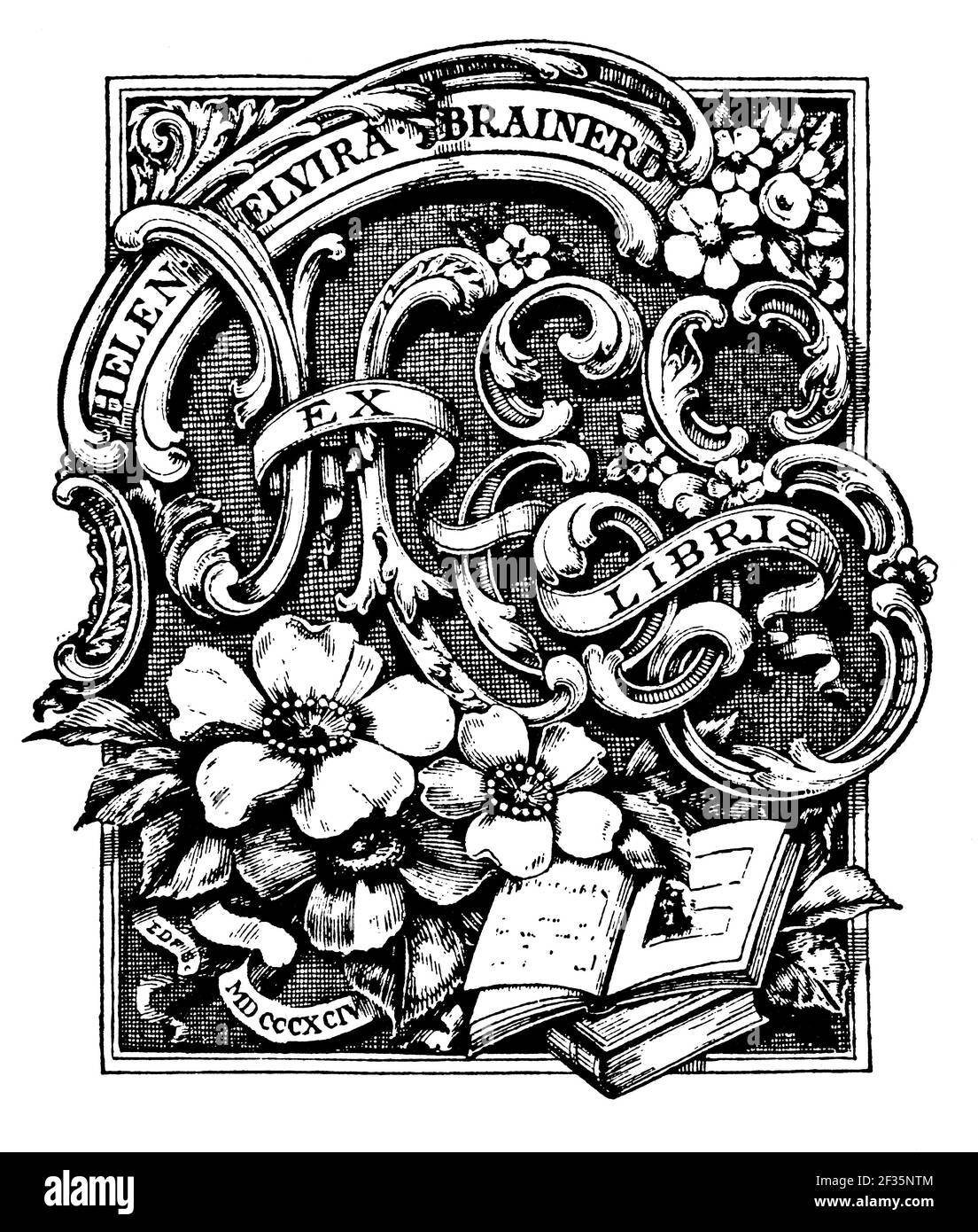 1894 amerikanischer Bücherschrank für Helen Elvira Brainerd aus Hartford Connecticut, von Edwin Davis Französisch Stockfoto