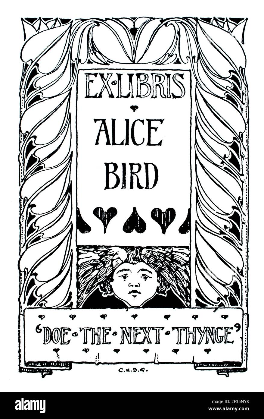 ‘Doe the next Thynge’ Art Nouveau Bücherregal Design für Alice Vogel des englischen Architekten und Illustrators Charles Henry Bourne Quennell Stockfoto