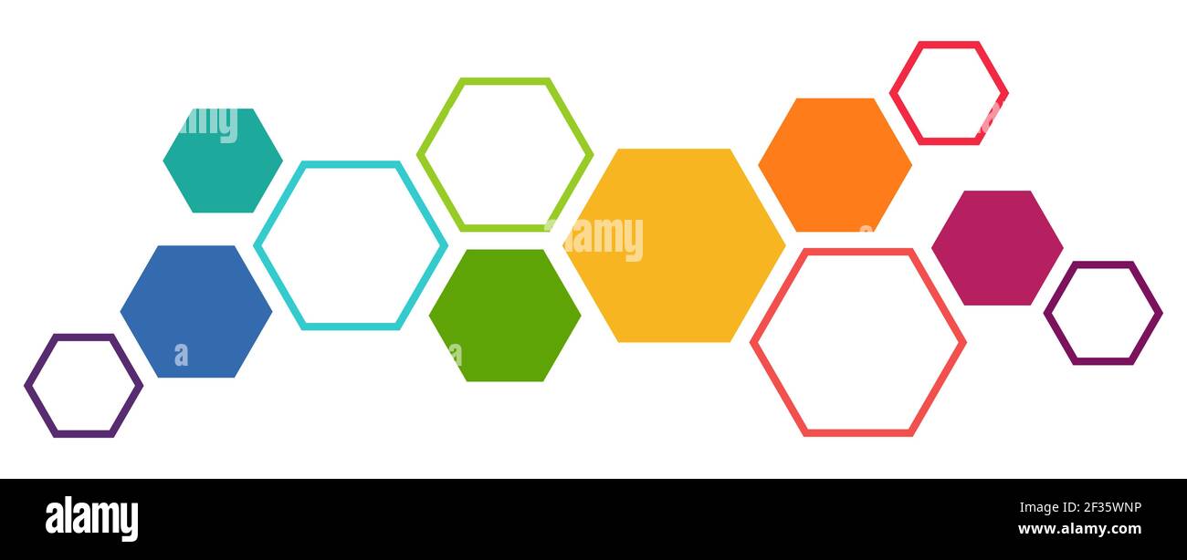 eps Vektor Illustration von farbigen futuristischen hexagonalen Zusammenarbeit oder Teamwork Prozess für großartige Lösungsideen Stock Vektor