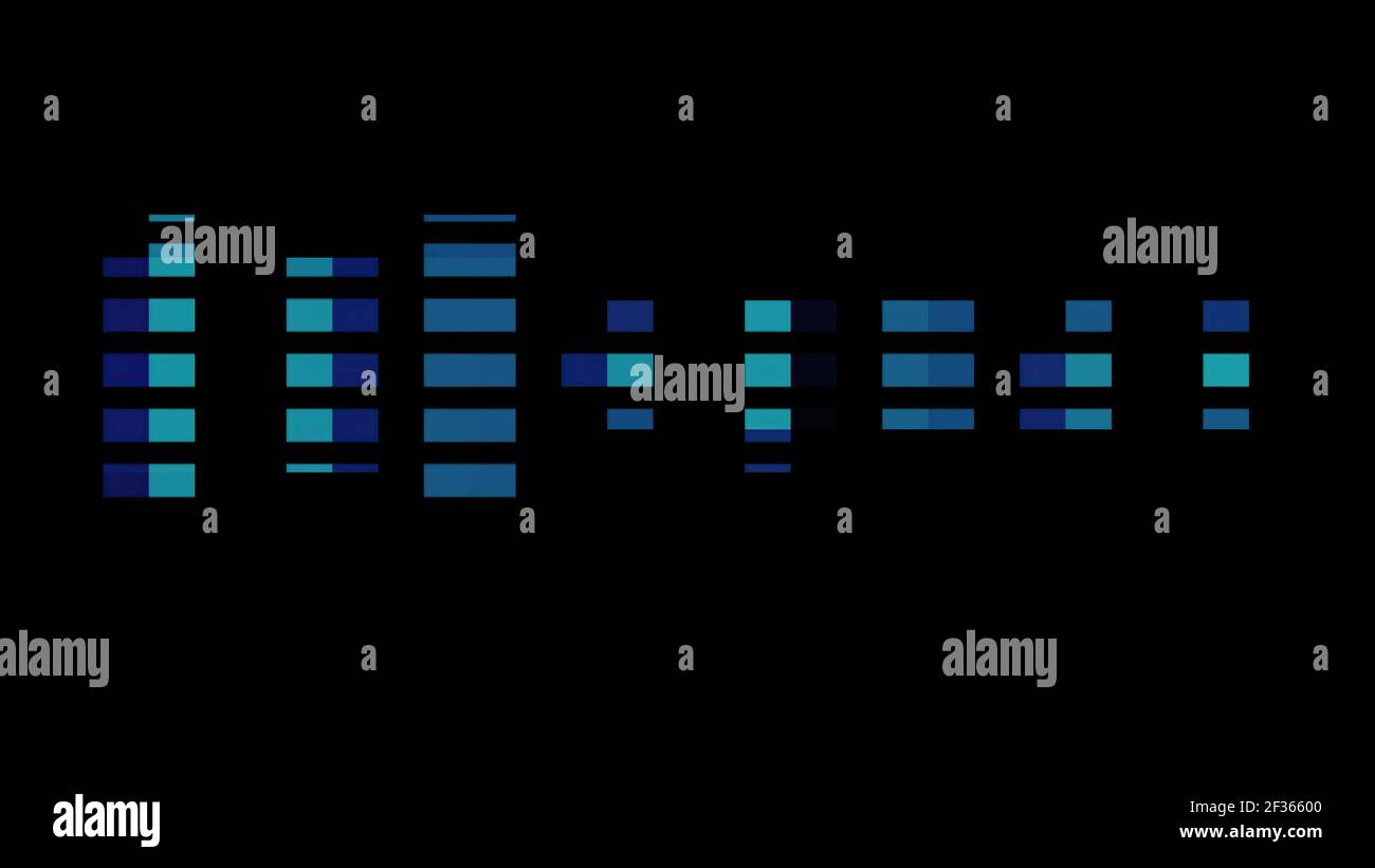 3D Abbildung - computergenerierte Equalizer-Balken im Waveform-Audio Spektrum Stockfoto