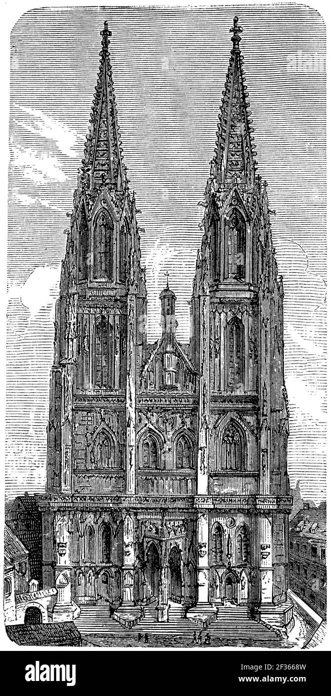 Der Dom von Regensburg, Bayern, Deutschland, 1880 / der Dom von Regensburg, Bayern, Deutschland, im Jahr 1880, Historisch, Historische, digital verbesserte Reproduktion eines Originals aus dem 19th. Jahrhundert / digitale Reproduktion einer Originalvorlage aus dem 19. Jahrhundert, Stockfoto