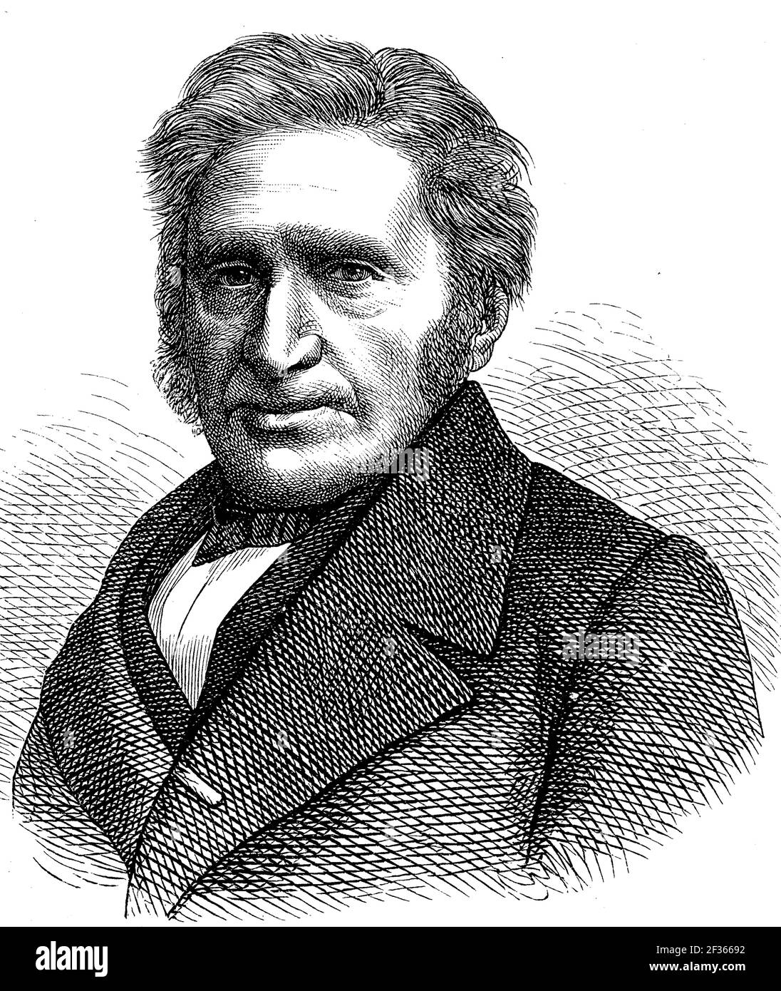 Heinrich Gottlieb Ludwig Reichenbach, 8. Januar 1793 - 17. März 1879, war ein sächsischer, deutscher Naturwissenschaftler, Zoologe und Botaniker / Heinrich Gottlieb Ludwig Reichenbach, 8. Januar 1793 - 17. März 1879, war ein sächsischer, deutscher Naturwissenschaftler, Zoologe und Botaniker, Historisch, Historische, digital verbesserte Reproduktion eines Originals aus dem 19th. Jahrhundert / digitale Reproduktion einer Originalvorlage aus dem 19. Jahrhundert, Stockfoto