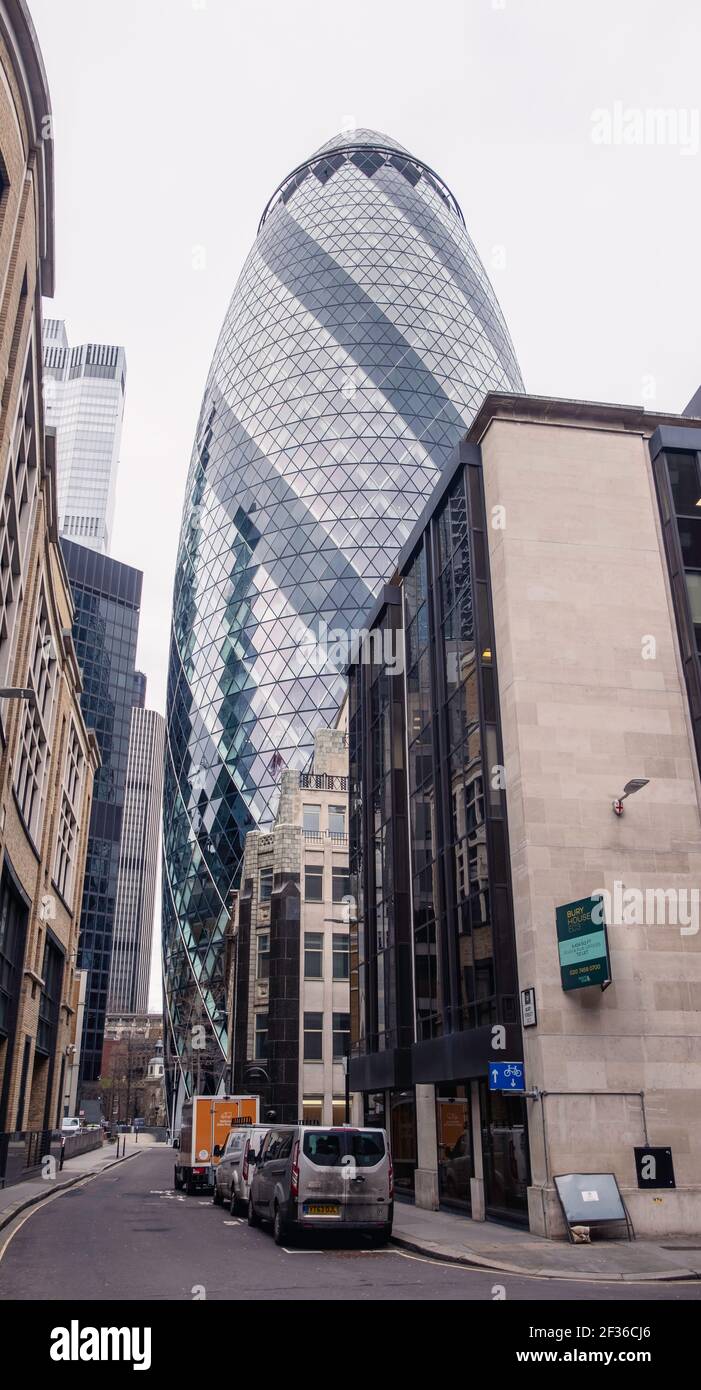 Die Stadt London während der globalen Pandemie im Winter 2021in Großbritannien. Stockfoto