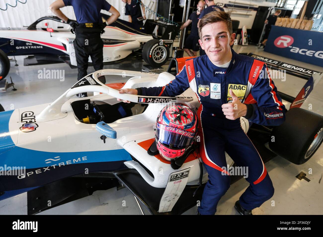 DAVID Hadrien (Fra), Formel Renault Eurocup Team R-ACE GP, Portrait während der Eurocup Formel Renault Rookie Tests in Abu Dhabi, vom 27. Bis 28th 2019. oktober. Foto Jean Michel Le MEUR / DPPI Stockfoto