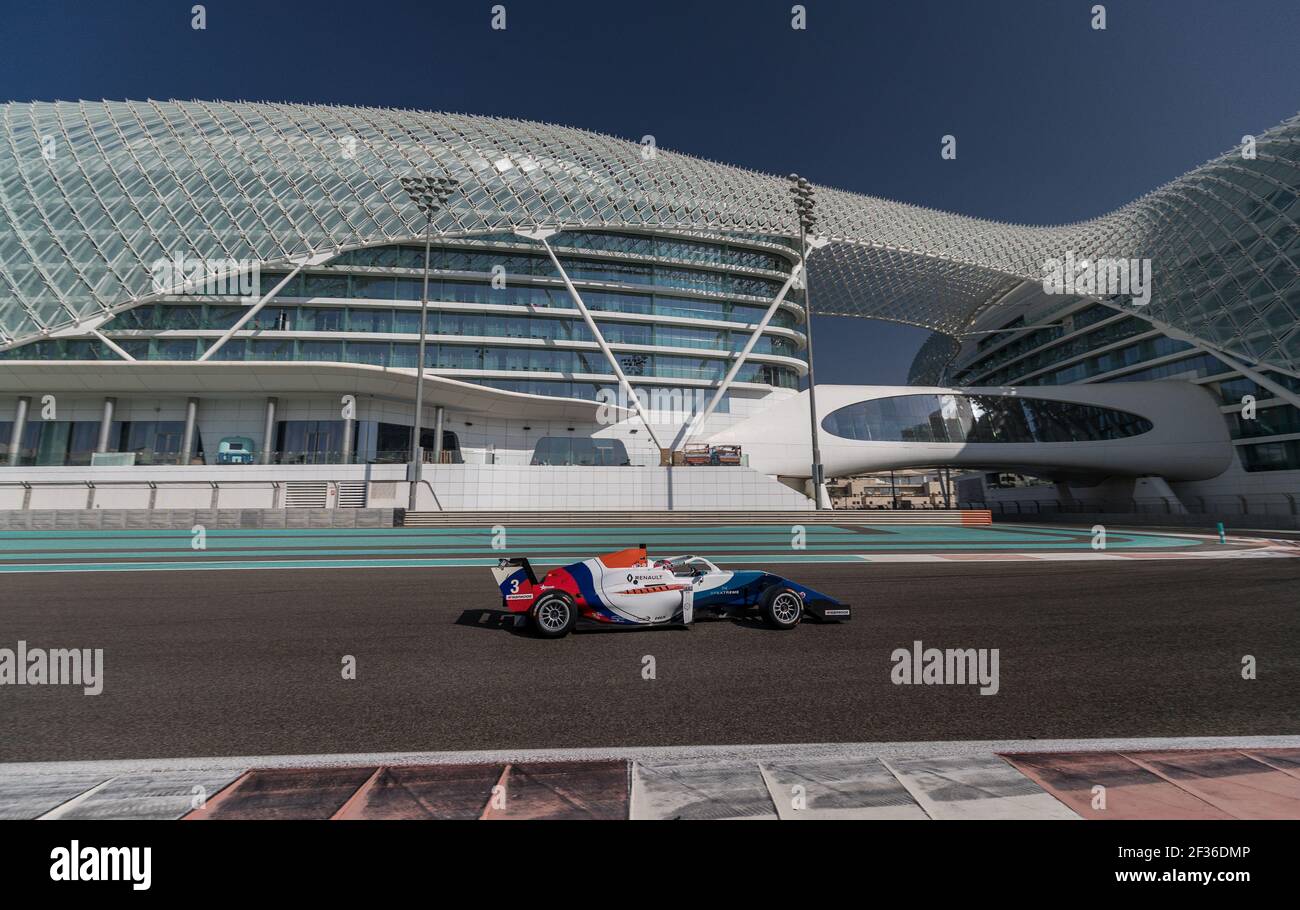 03 DAVID Hadrien (Fra), Formel Renault Eurocup Team R-ACE GP, Aktion während der Eurocup Formel Renault Rookie Tests in Abu Dhabi, vom 27. Bis 28th 2019. oktober. Foto Marc de Mattia / DPPI Stockfoto