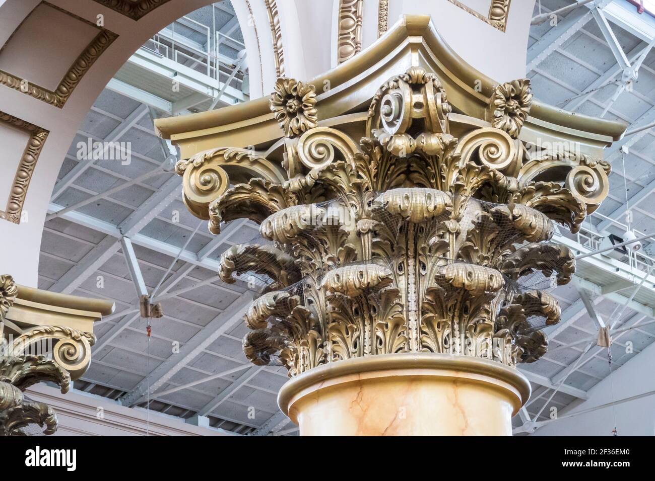 Washington DC, National Building Museum Pension Building, innen National Historic Landmark Great Hall korinthische Säulen, Stockfoto