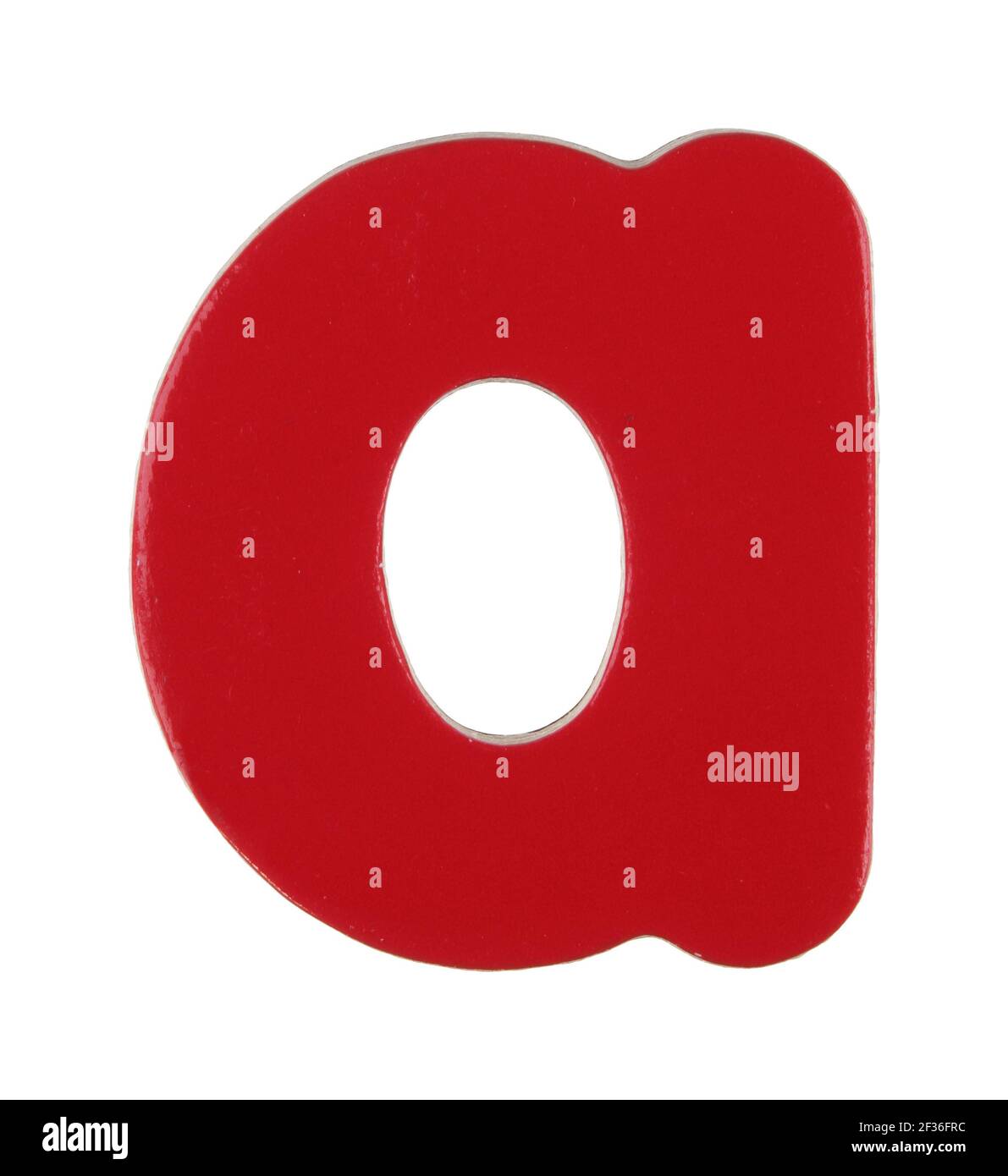 Kleinbuchstaben ein magnetischer Buchstabe auf Weiß mit Beschneidungspfad Stockfoto