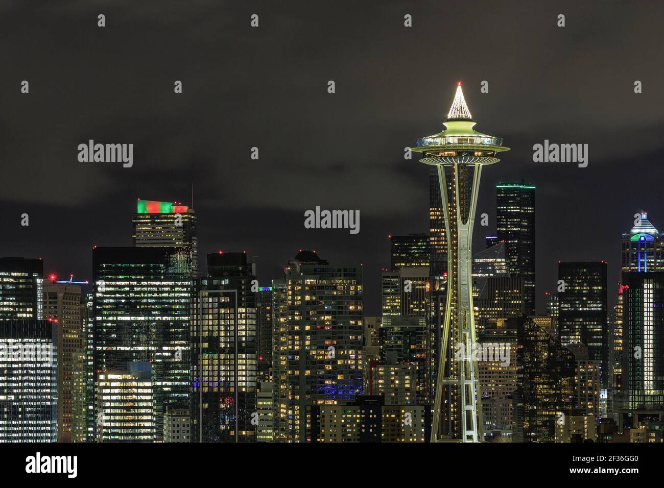 Seattle bei Nacht. Stockfoto