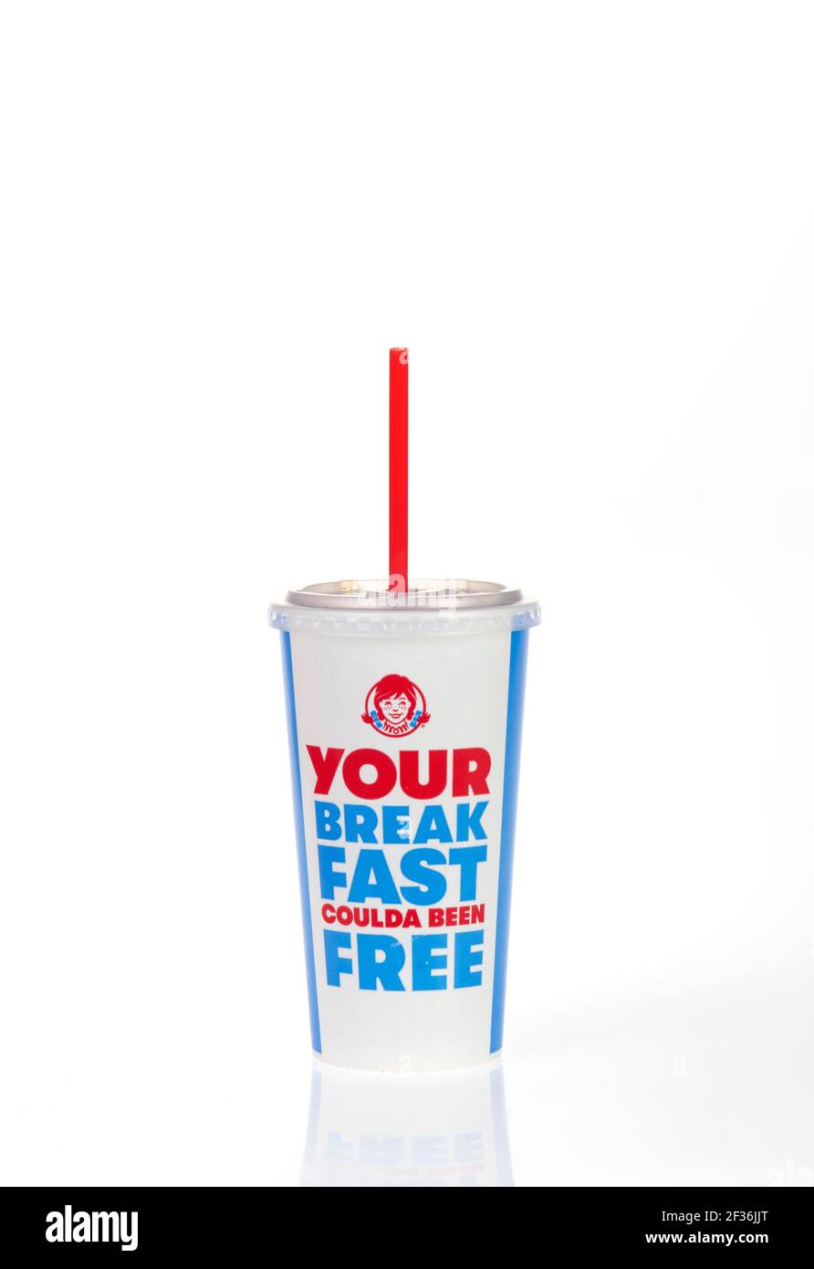 Wendy's Soda Cup oder Fizzy Drink Stockfoto