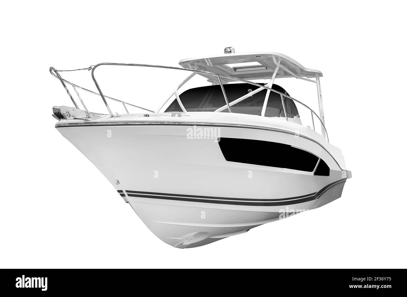 Das Bild des weißen Luxus-Motorbootes Stockfoto