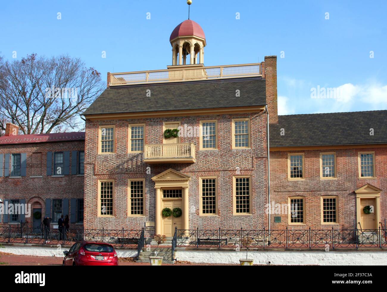 Delaware, New Castle, First State National Park, Fort Casimir, First Capitol, Statehouse, Court House, Und Montagehalle, Stockfoto