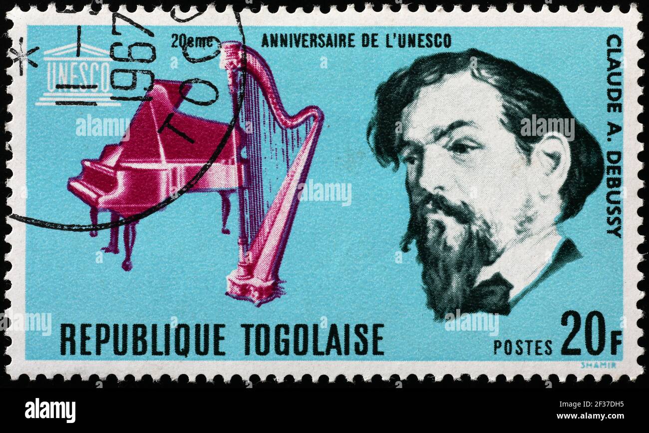 Komponist Claude Debussy auf Briefmarke Stockfoto