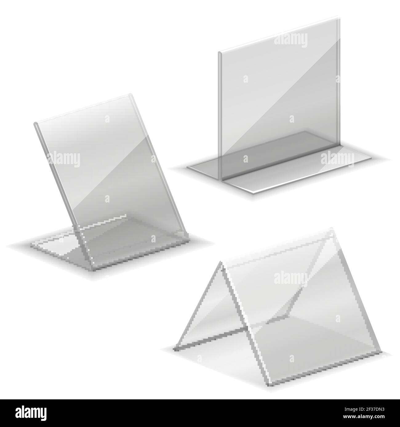 Acryl Vektor leeren Plastikhalter für Visitenkarte. Halter für Namenskartenständer an Tischabbildung Stock Vektor