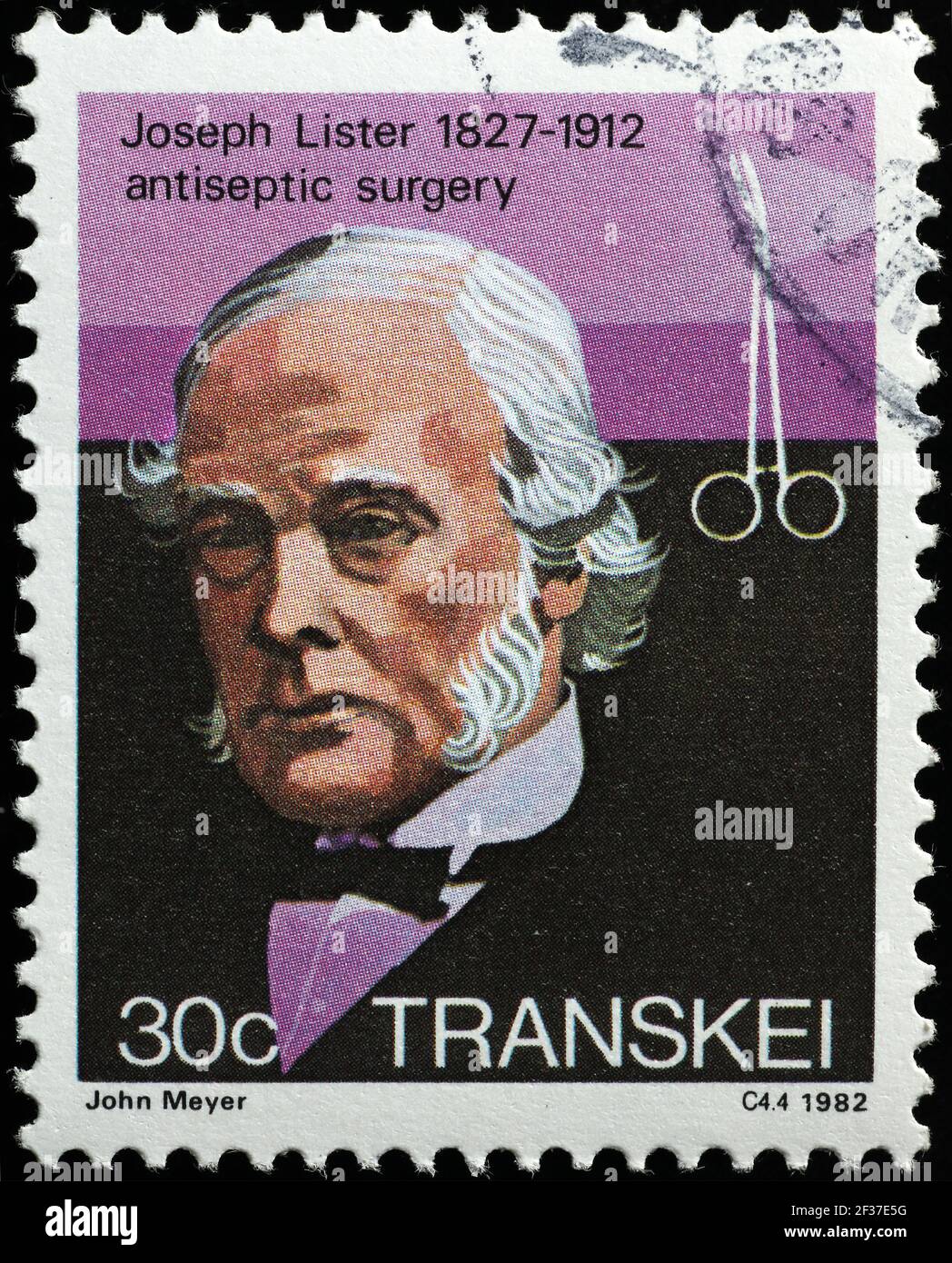 Joseph Lister, Pionier der antiseptischen Chirurgie auf Briefmarke Stockfoto