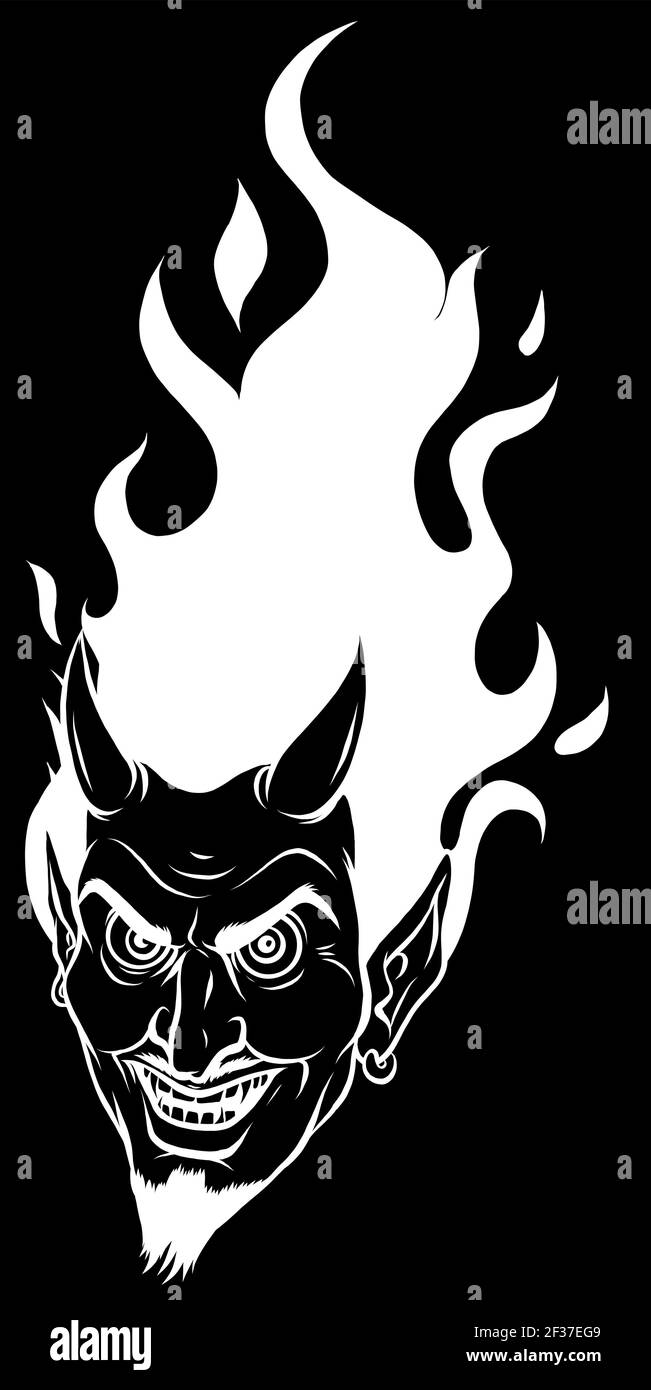 Böse brennende Silhouette auf schwarzem Hintergrund. Illustration Vektorbild Stock Vektor