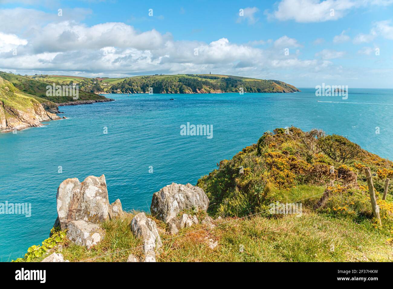 Malerische Küste an der Mündung des Dart River, Devon, England, Großbritannien Stockfoto