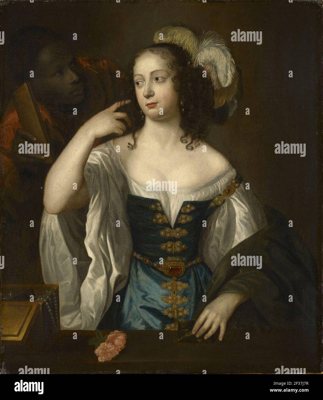 Zuvor Gerrit van Honthorst zugeschrieben (Utrecht 1590-1656) - EINE Dame mit einem schwarzen Diener Stockfoto