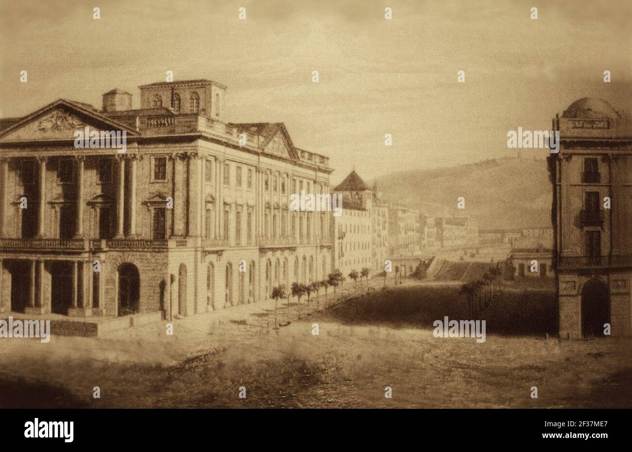 Primer-daguerrotipo-de-España-1839-Llotja-de-Mar-Barcelona. Stockfoto