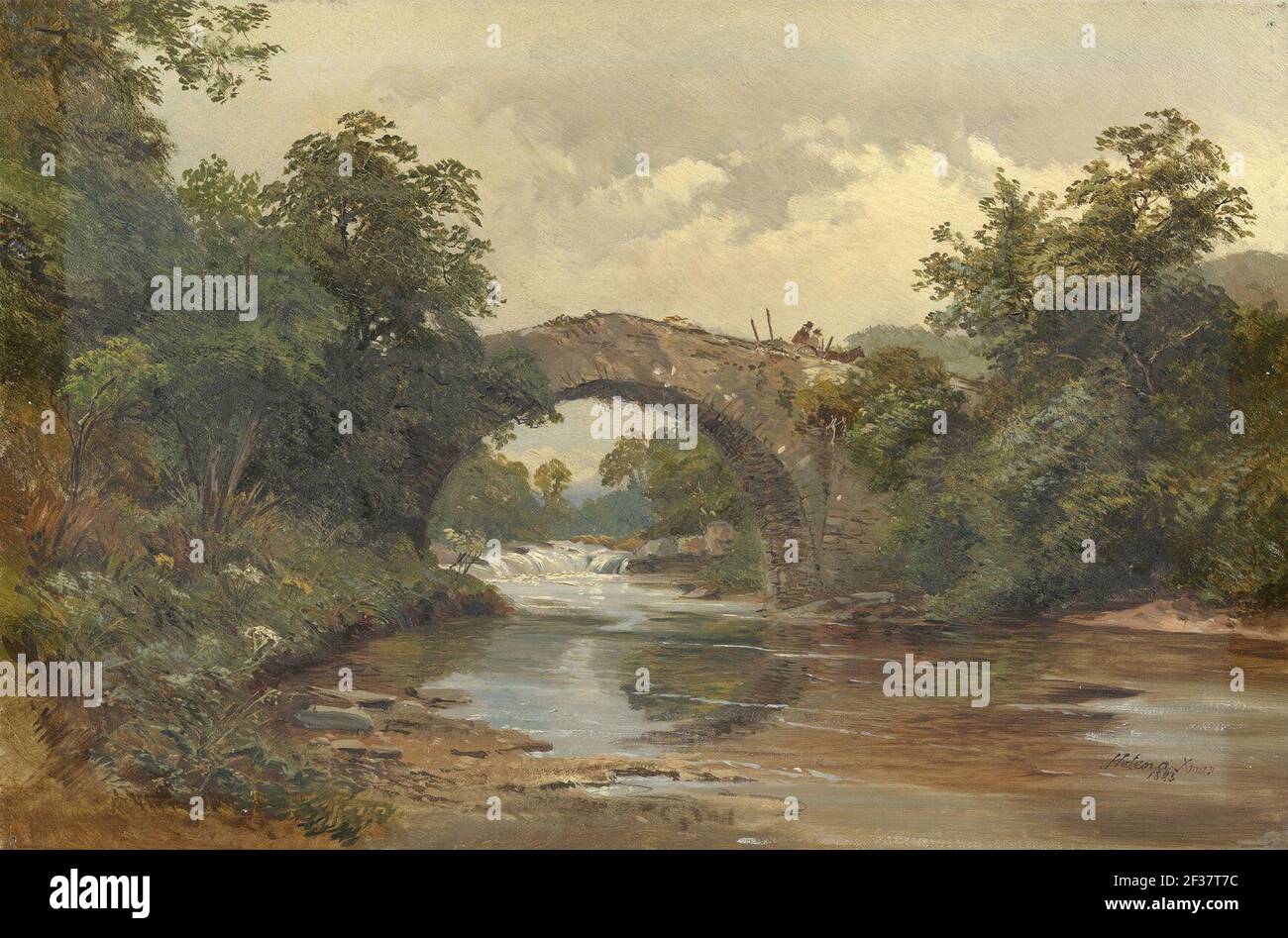 Prinzessin Helena, Gemahlin von Prinz Christian von Schleswig-Holstein-Sonderburg-Augustenburg (1846-1923) - Landschaft mit Brücke Stockfoto