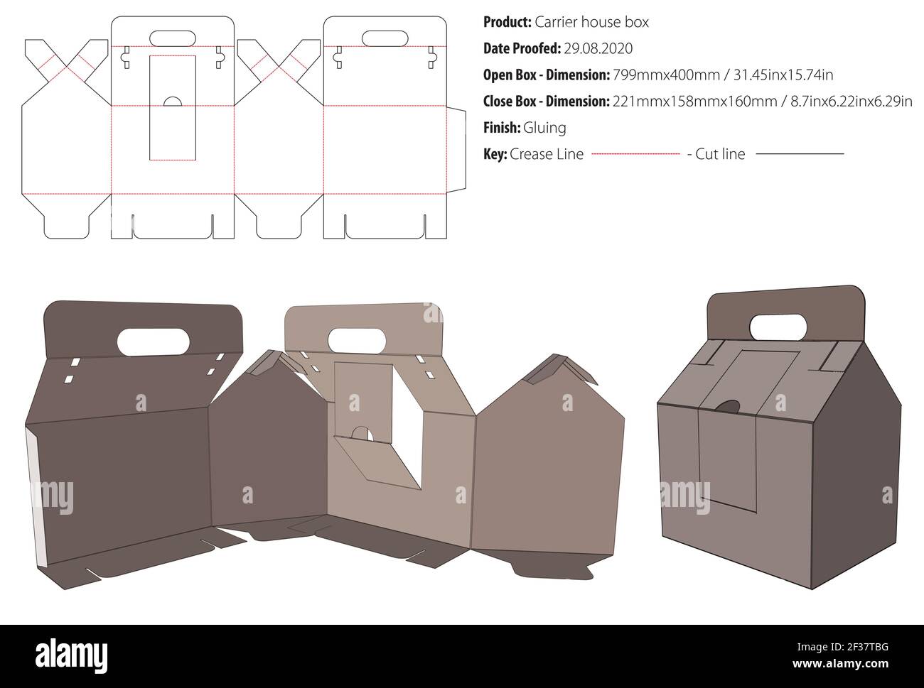 Carrier House Box Verpackung Design Vorlage kleben die geschnitten - Vektor Stock Vektor