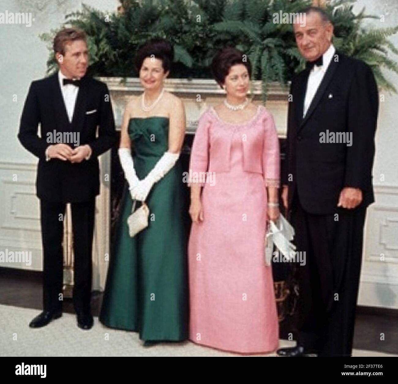 Prinzessin Margaret und Lord Snowdon mit Lyndon B. Johnson und Lady Bird Johnson. Stockfoto
