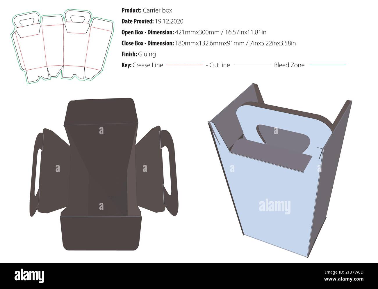 Tragebox Verpackung Design-Vorlage für jede Art von Produkt kleben Stanzform geschnitten - Vektor Stock Vektor