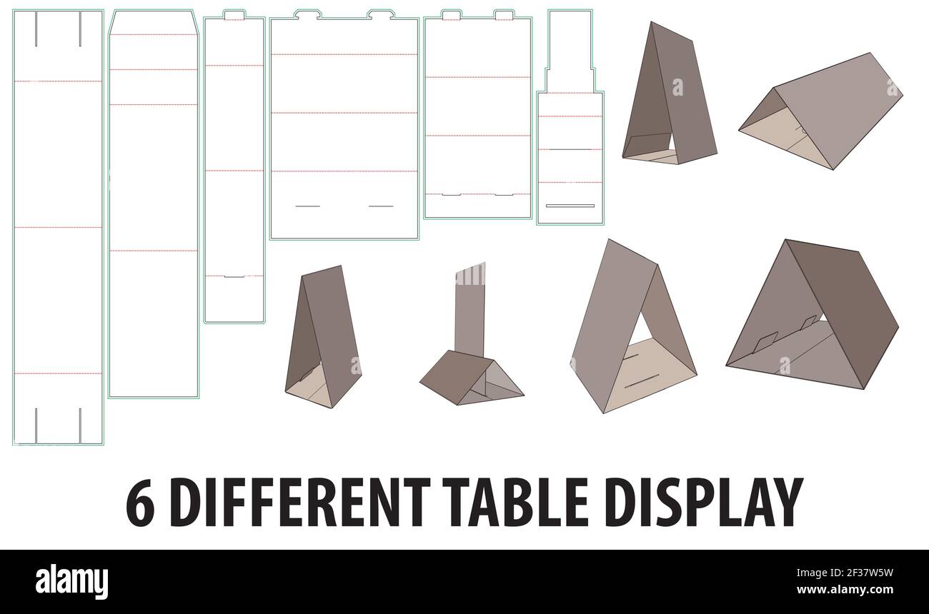 Sechs verschiedene Tabelle Display Verpackung Design Vorlage kleben selflock die geschnitten - Vektor Stock Vektor