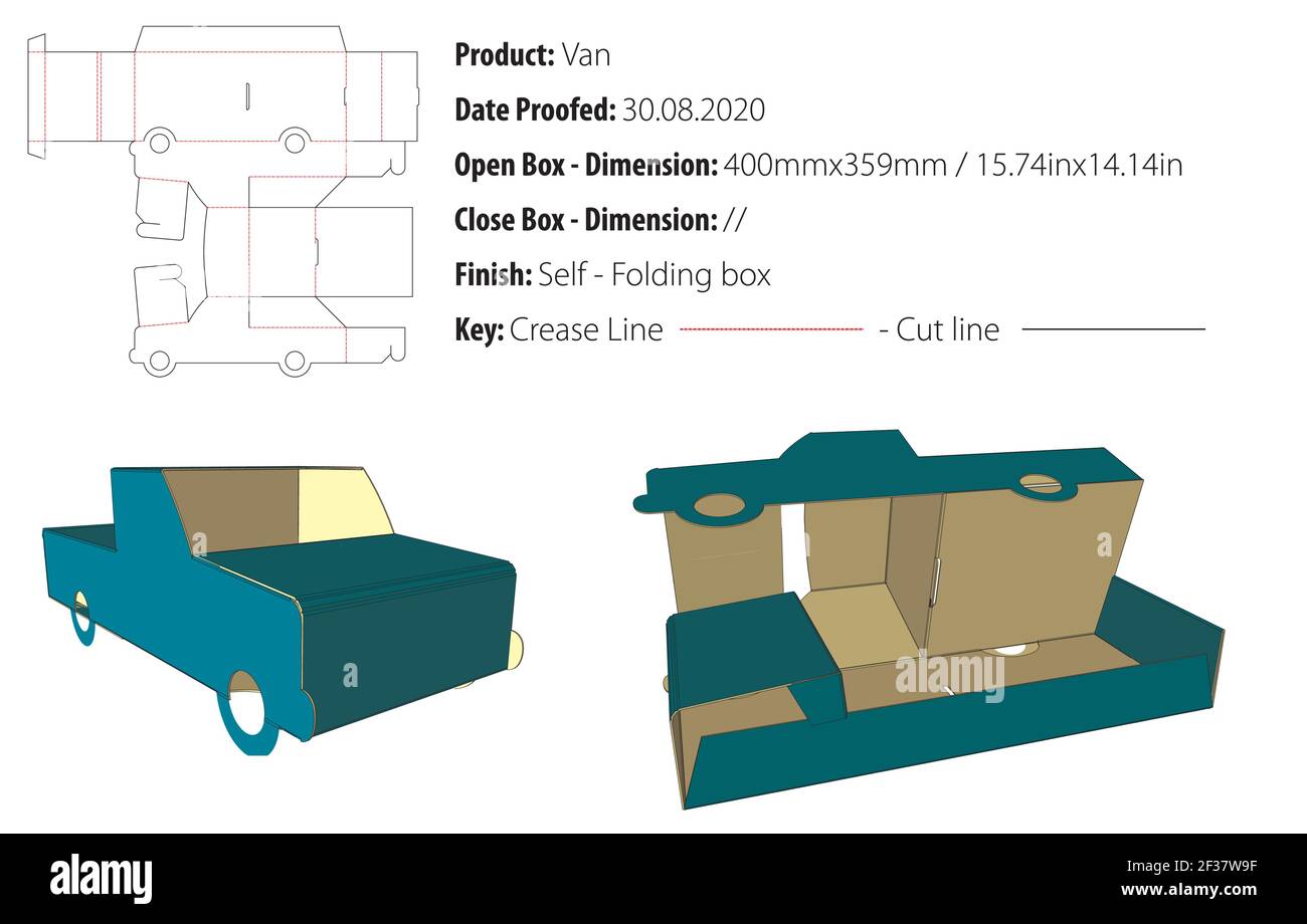 Van Box Verpackung Design Vorlage selflock die cut - Vektor Stock Vektor