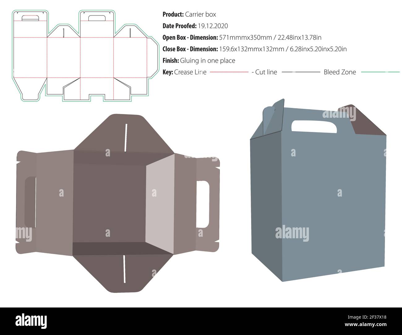 Tragebox Verpackung Design Vorlage kleben Stanzform geschnitten - Vektor Stock Vektor