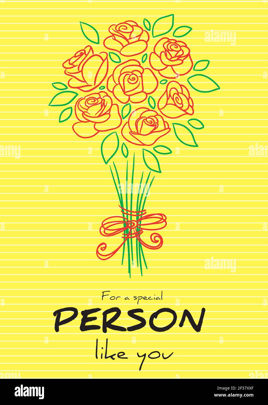 Blumenstrauß-Poster mit Titel für eine besondere Person wie Sie, Typografie-Kopf, Wanddekor, Liebeszitate, Grußkarten-Design Stock Vektor