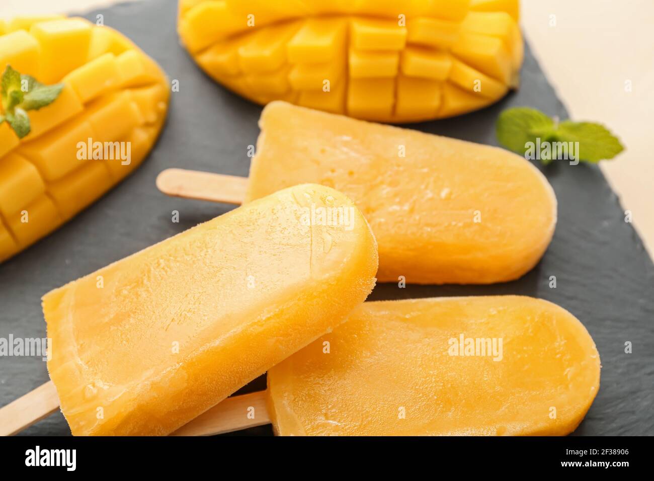 Lecker mango Eis, Nahaufnahme Stockfoto