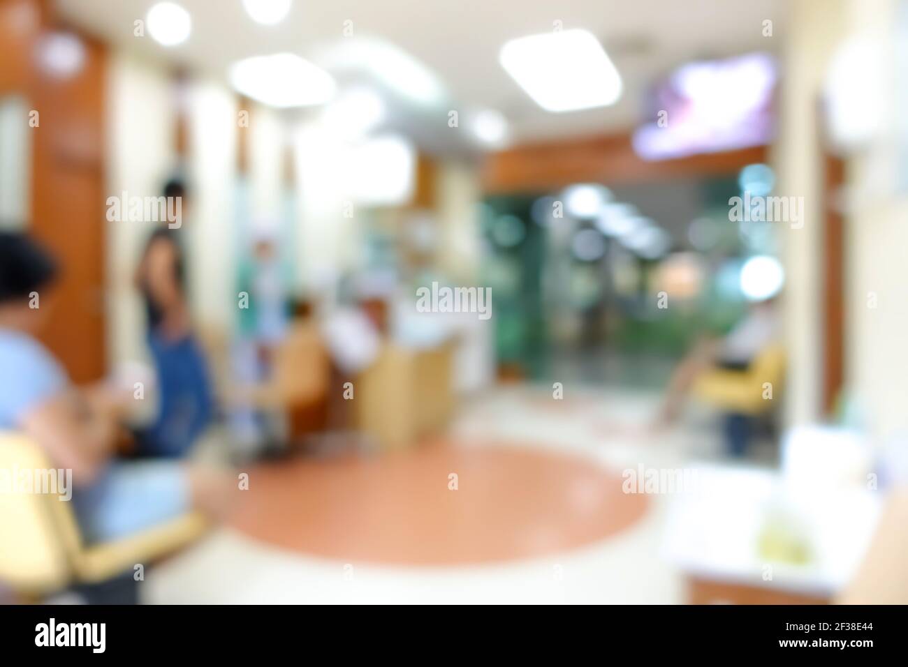 Blur Krankenhaus Lobby mit einigen Menschen, kann als Hintergrund verwendet werden Stockfoto